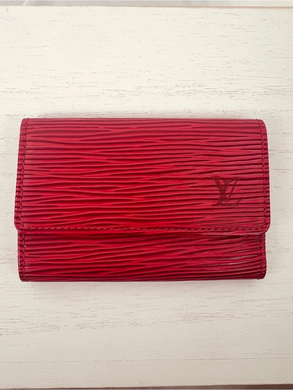 LOUIS VUITTON Red Epi Leather 6 Key Holder